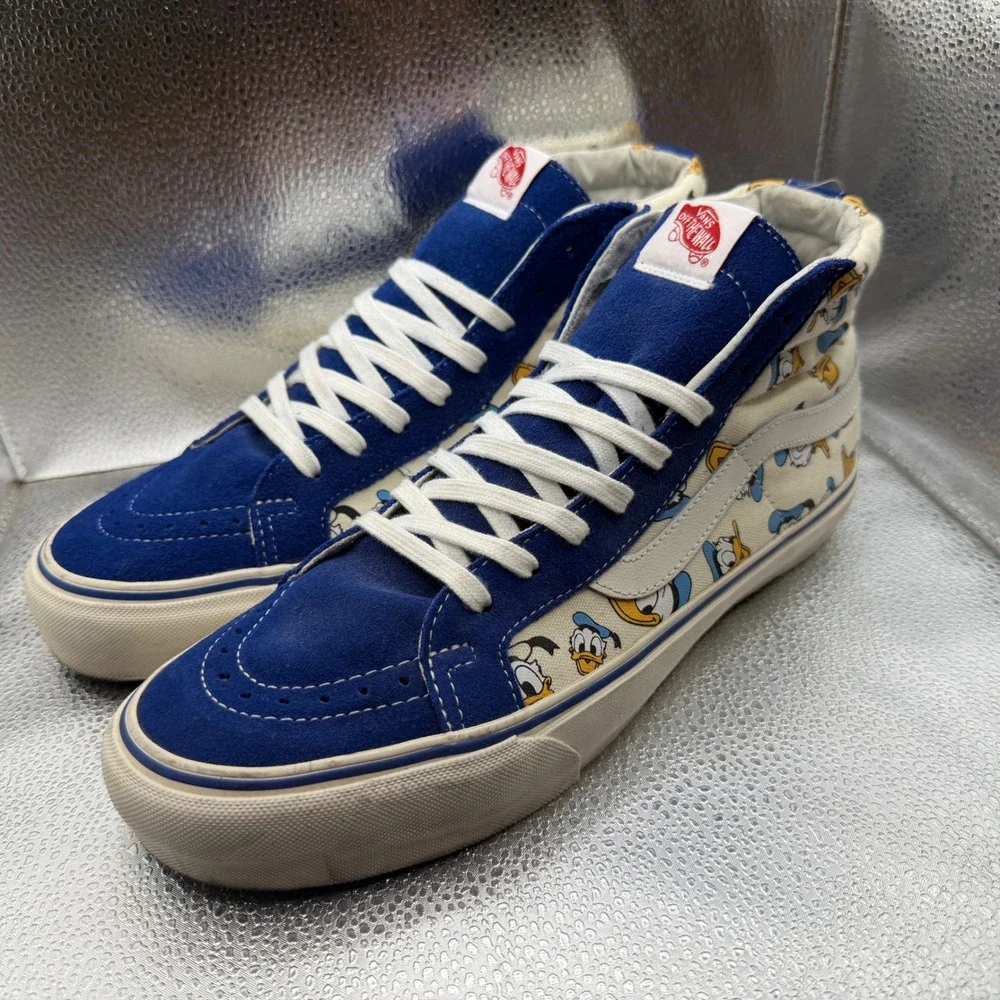 Size 10 Vans Sk8-Hi Sneakers Mens Blue Excellent Disney Donald Duck High Top